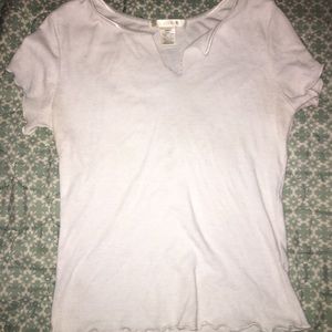 White lettuce trimmed cropped T-shirt